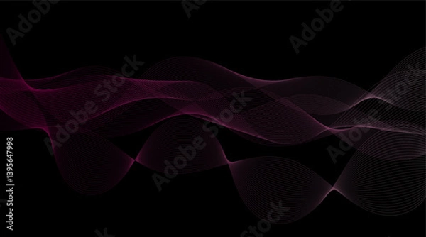 Fototapeta Geometric Vector Backdrop: Patterned Smoke and Light Curves Creating a Motion Design
