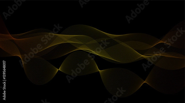 Fototapeta Geometric Vector Backdrop: Patterned Smoke and Light Curves Creating a Motion Design
