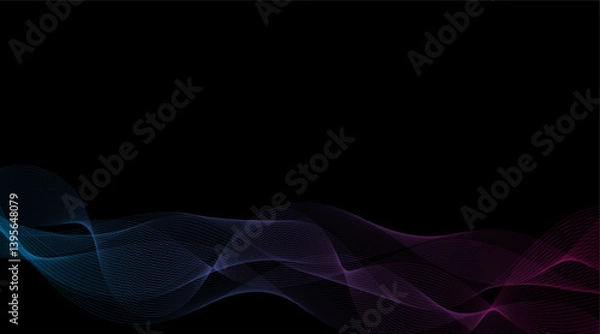 Fototapeta Artistic Vector Design: Abstract Smoke Shapes and Light Lines in a Motion Wave Pattern
