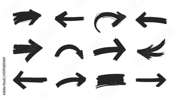 Obraz grunge arrow vector set. grunge arrow brush 