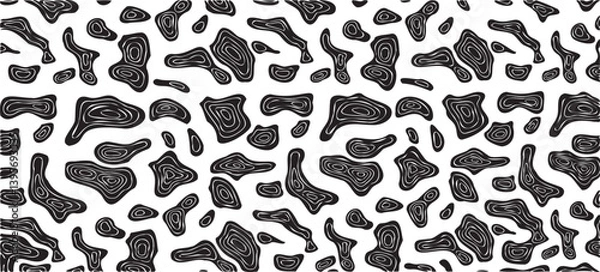 Fototapeta Monochrome texture composed of irregular graphic elements. Distressed uneven grunge background. Abstract vector illustration. Overlay for interesting effect and depth. Isolated on white background.