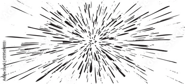 Fototapeta Circular starburst explosion texture. Distressed uneven grunge background. Abstract vector illustration. Overlay to create interesting effect and depth. Isolated on white background.
