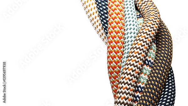 Obraz Illustration of braided synthetic cables with textile coating on transparent background