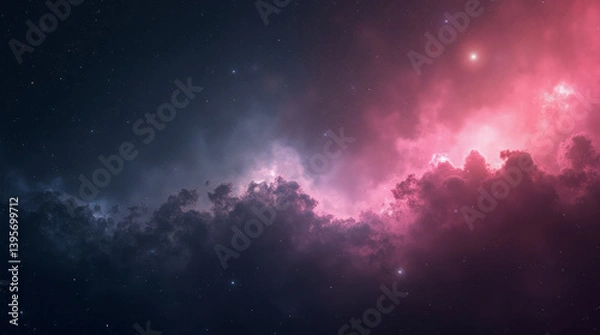 Fototapeta Black to Starry Silver to Nebula – A Pure Gradient Transition