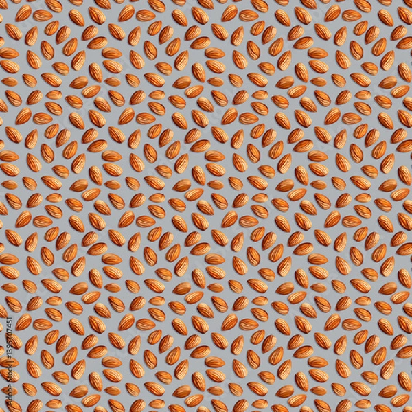 Fototapeta Seamless Almond Pattern On Gray Background
