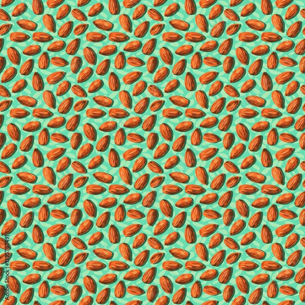 Obraz Vibrant Almond Pattern On Turquoise Background