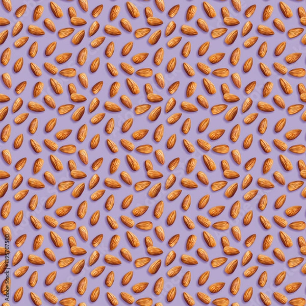 Fototapeta Almonds On A Pastel Purple Background