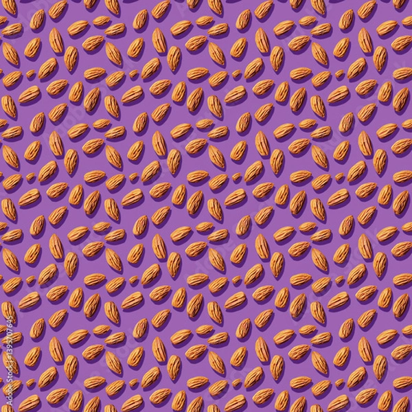 Fototapeta Pattern Of Pecans On Purple Background