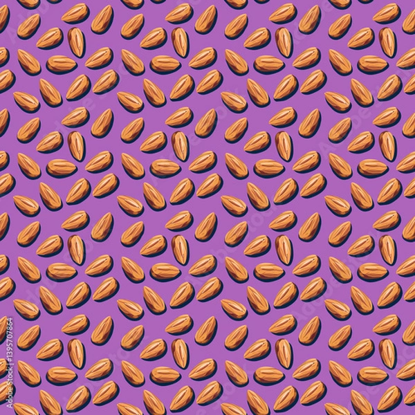 Fototapeta Almonds Pattern On Purple Background
