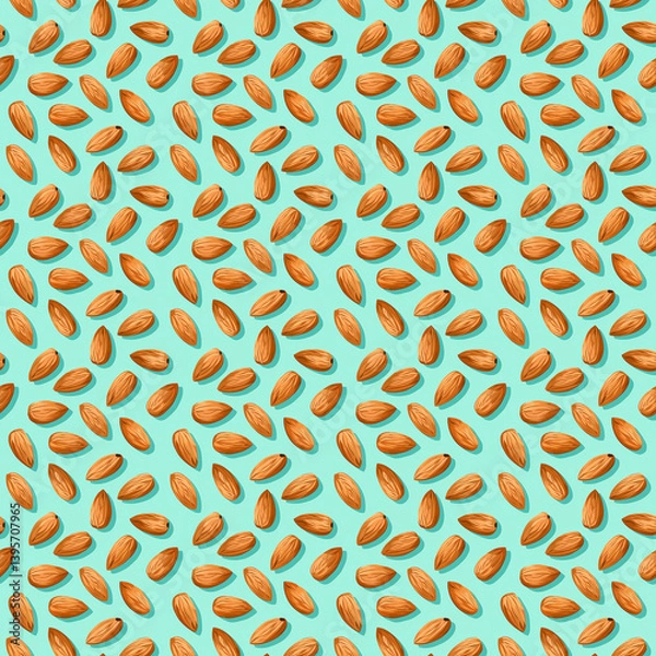 Fototapeta Almonds Pattern On Blue Background