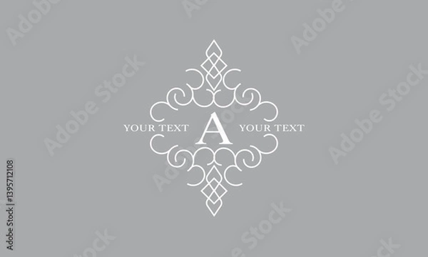 Fototapeta Luxury art deco classic linear logo with initial A. Vector monogram, frame, border, label for your logo, badge or emblem