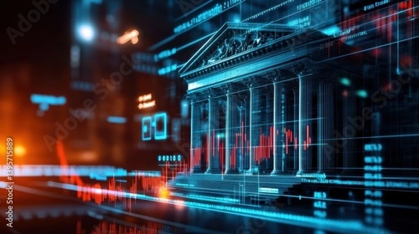 Obraz Digital banking governance concept with a virtual environment depiction.
