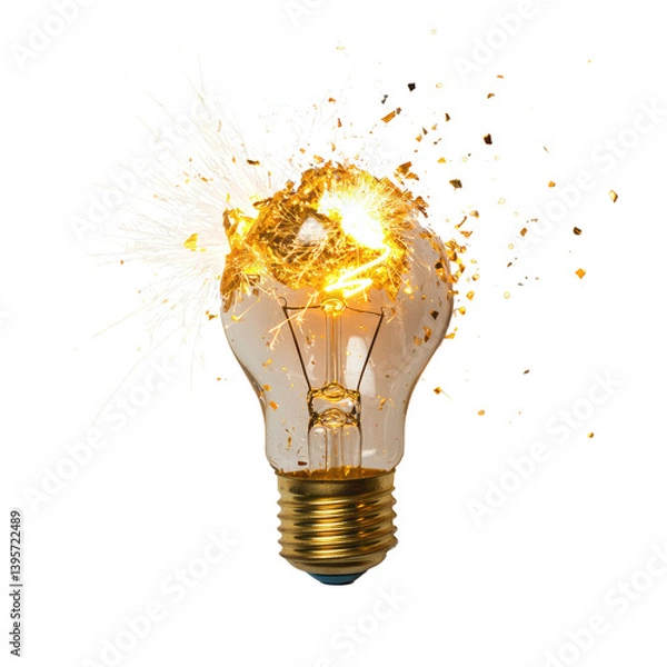 Obraz Light Bulb Symbolizing Ideas concept. Exploding Lightbulb Representing Energy and Innovation