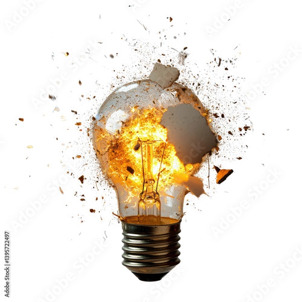 Obraz Light Bulb Symbolizing Ideas concept. Explosion of Creative Ideas