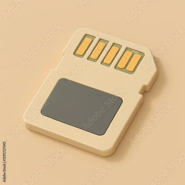 Fototapeta Minimalistic isometric 3d illustration of a sim card