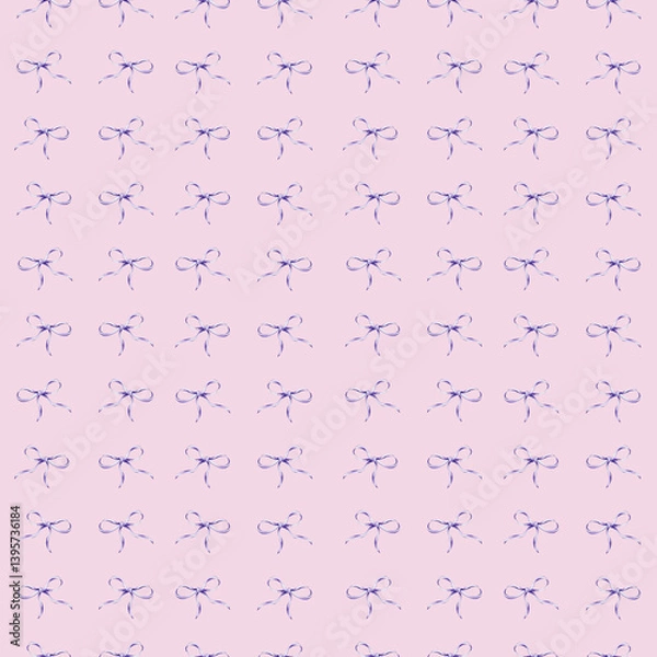 Fototapeta Pattern with bows on a pink background.