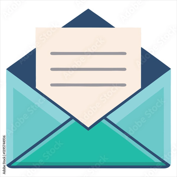 Fototapeta Digital email inbox with new email notification and glowing bubble in realistic flat vector  