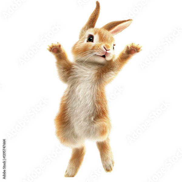 Obraz Dancing Joyful Bunny on transparent background