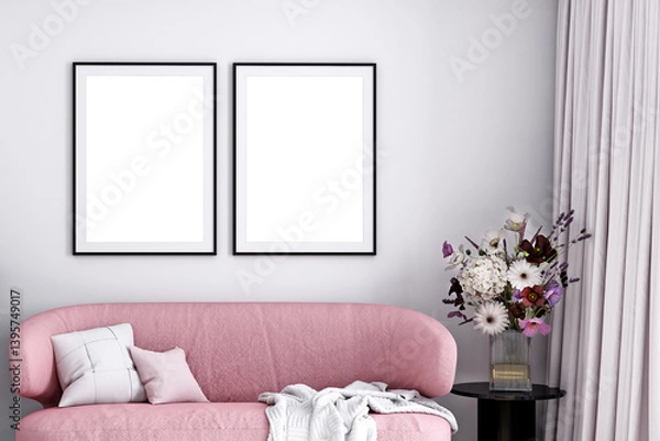 Obraz Mockup interior of a living room, 3d render