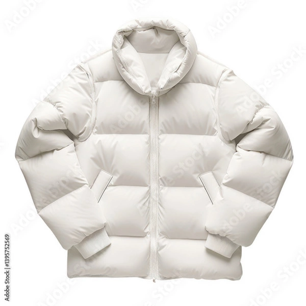 Fototapeta Stylish white padded vest for cold weather fashion studio setting apparel photography minimalistic style