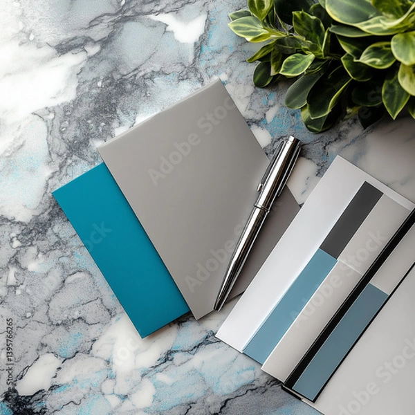 Fototapeta Corporate Folder Mockup with A4 Documents and Letterhead