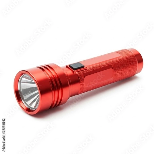 Obraz Red Flashlight Torch isolated on white background