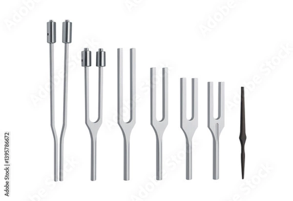 Obraz Set of tuning forks isolated on transparent background PNG background