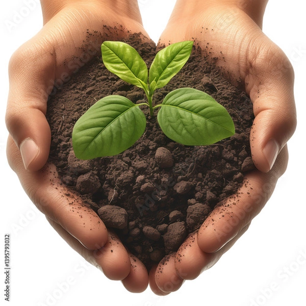 Fototapeta Nurturing new growth planting seeds in hands for a sustainable future