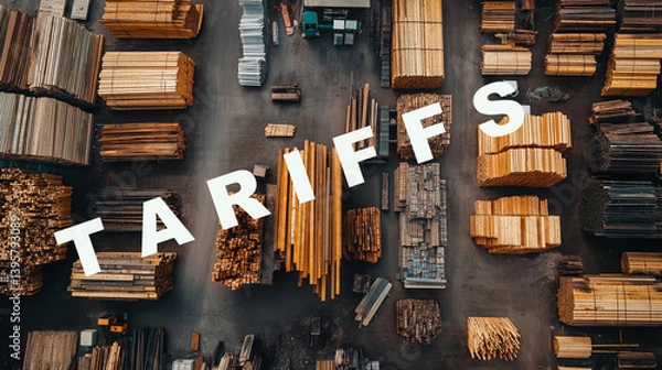 Obraz Lumber yard with tariffs word
