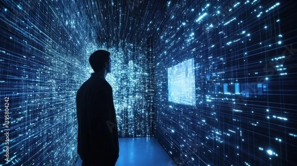 Fototapeta AI Researcher Programming Quantum Computer with Data