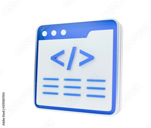 Obraz 3d icon of metadata coding display on web browser.