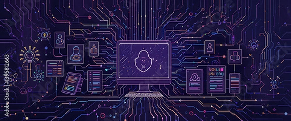 Fototapeta security, protection, cyberspace, safety, privacy, system, firewall, network, cyber, connection, internet, crime, futuristic, information, identity, attack, protect, safe, innovation, hacker, shield, 