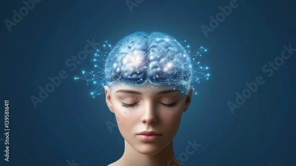 Fototapeta A digital AI consciousness expanding across the internet, glowing neural networks stretching infinitely