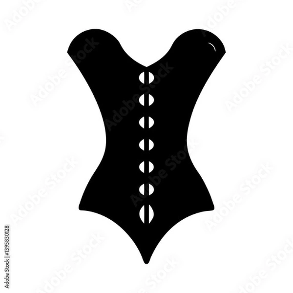 Fototapeta A Black and White Silhouette of a Classic Corset with Seven Buttons