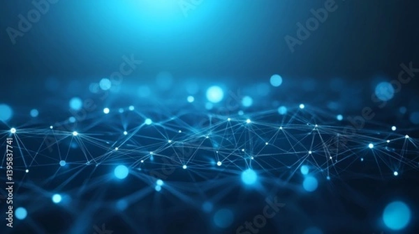 Fototapeta A complex network of interconnected points and lines representing global digital connectivity.