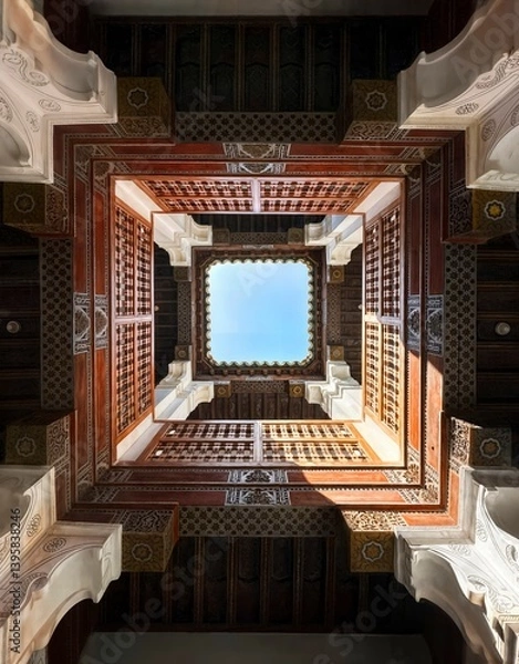 Fototapeta inside a riad courtyard in marrakesh, morocco