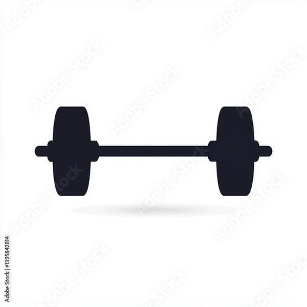 Fototapeta Black barbell icon in minimalist style on white background