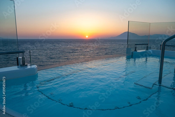 Fototapeta Whirlpool with Sea View at Sunset