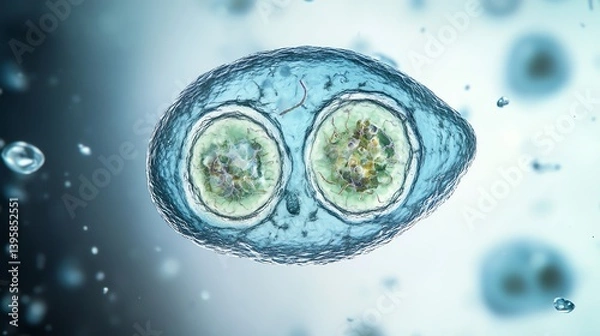 Obraz Cryptosporidium Parvum Oocyst Rendering Illustration in Blue Medical Concept