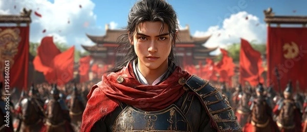 Obraz Powerful warrior in ancient China