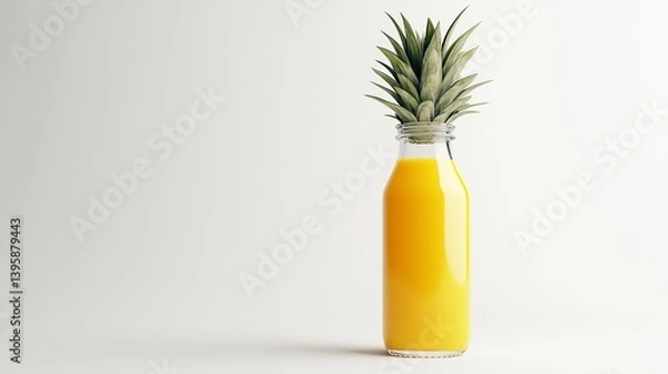 Fototapeta Front view mockup of an orange juice glass bottle, isolated on a white background. Also includes a pineapple juice bottle
