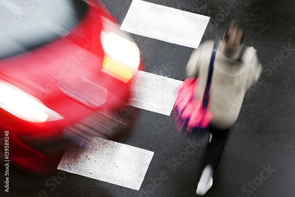 Obraz crosswalk of street city with people in dangerous situation