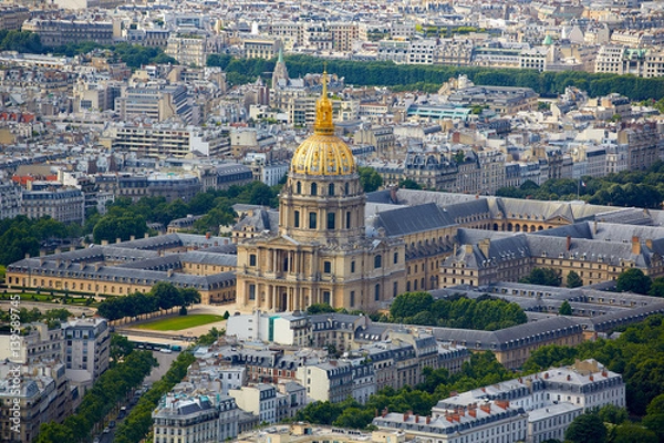 Fototapeta Aerial Paris skyline and Invalides
