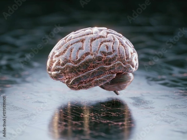 Obraz Convey brain connectivity analysis through a serene landscape of neural connections, ensuring high clarity and detail.