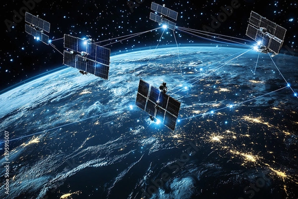 Obraz Space Station Deploys Solar Panels. International Space Station Orbiting Earth. Spacecrafts.	
