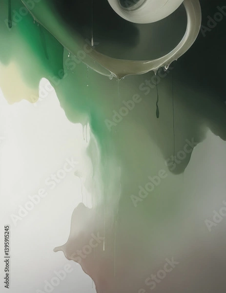 Obraz abstract dark green smoke background - Generative AI