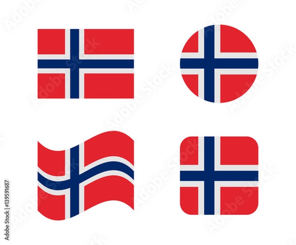 Fototapeta set 4 flags of norway