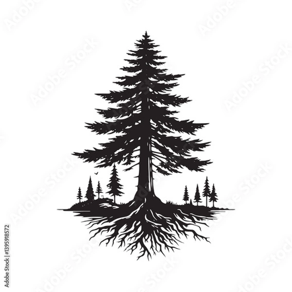 Fototapeta Hemlock tree Silhouette - Hemlock Tree Vector - Tree Design - Tree Art - Hemlock Illustration.