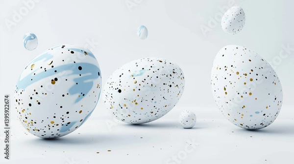 Obraz Colorful 3D Render of Flying Easter Eggs 