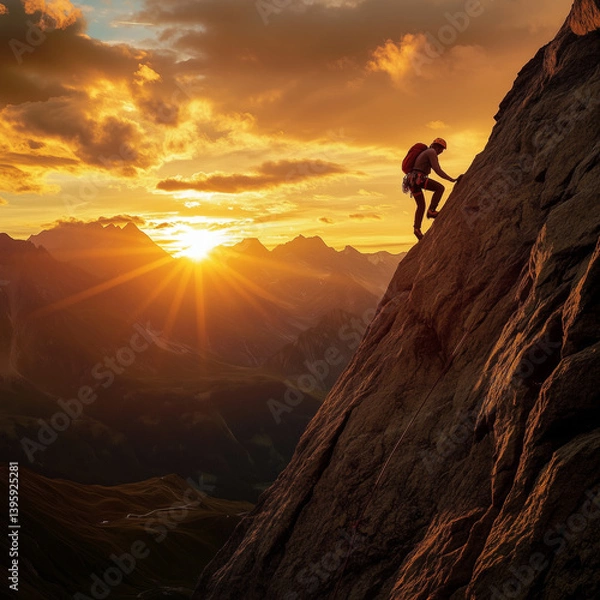 Fototapeta Conquering New Heights at Sunset